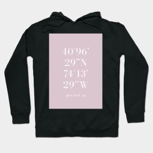 Glen Rock New Jersey Longitude and Latitude Pink Hoodie